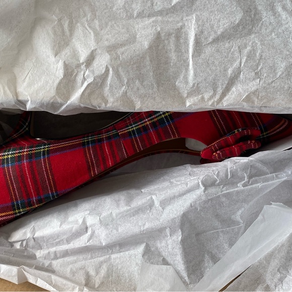 Brand NEW- J.Crew Factory Esme tartan kitten heels with bow- RED!!! Size 8 - Picture 5 of 6
